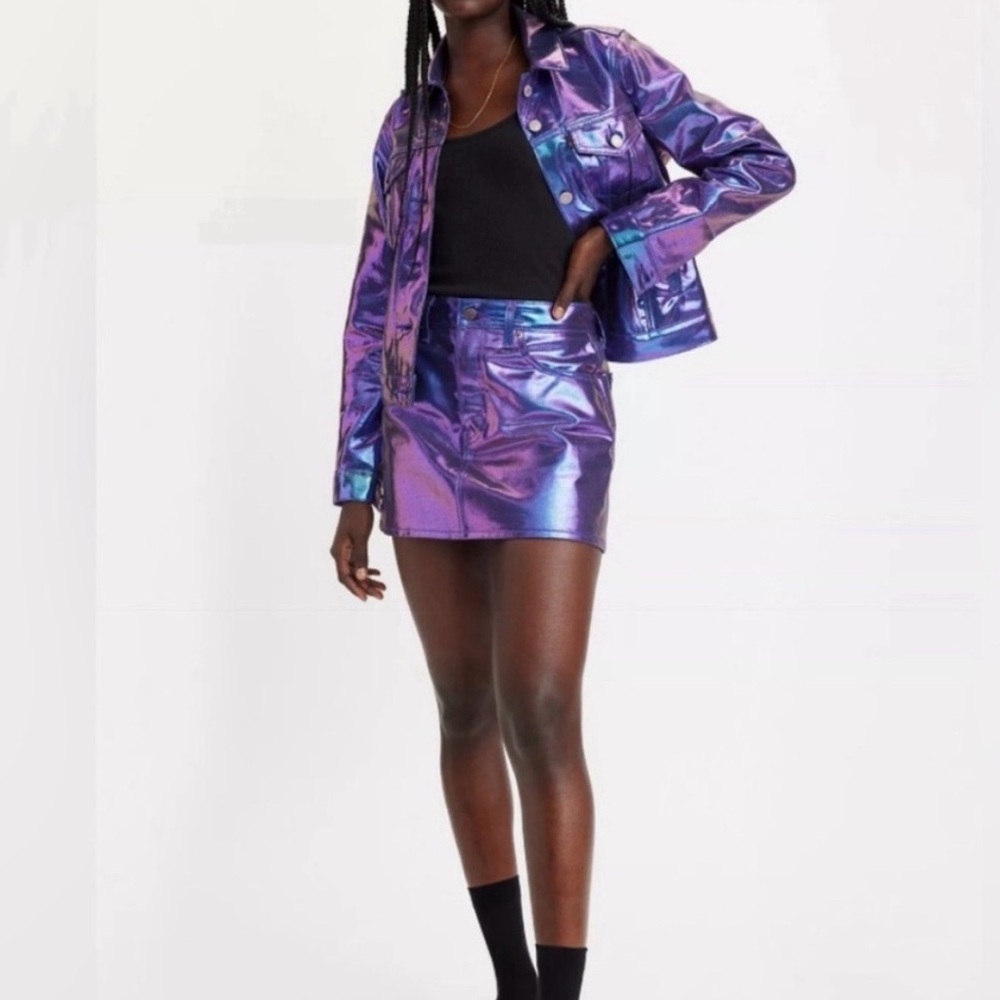Iridescent Purple Metallic Mini Skirt